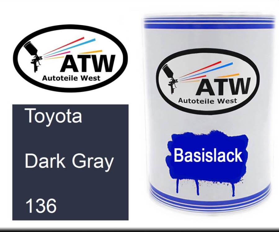 Toyota, Dark Gray, 136: 500ml Lackdose, von ATW Autoteile West.